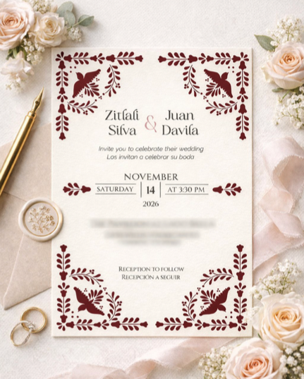 Wedding stationery and event details